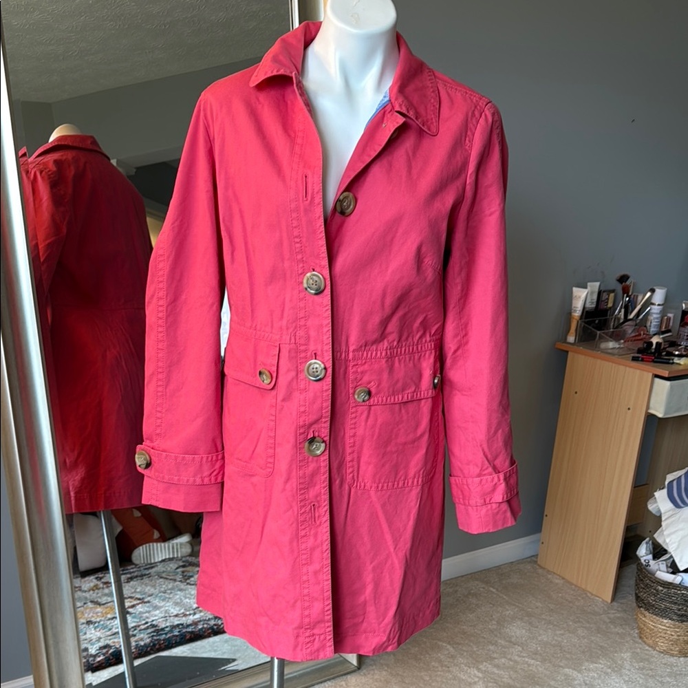 Women's GAP Vintage Long Trench Size Large. In Rhubarb